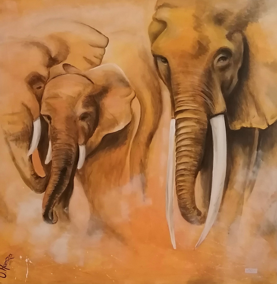 Gemälde mit Elefanten von Uschi Hamza Kinesiologie